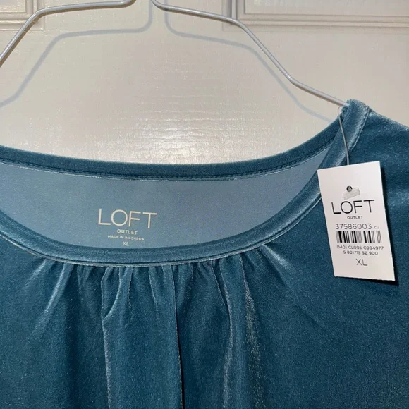LOFT Teal Velvet Women's Blouse - Picture 2 of 6